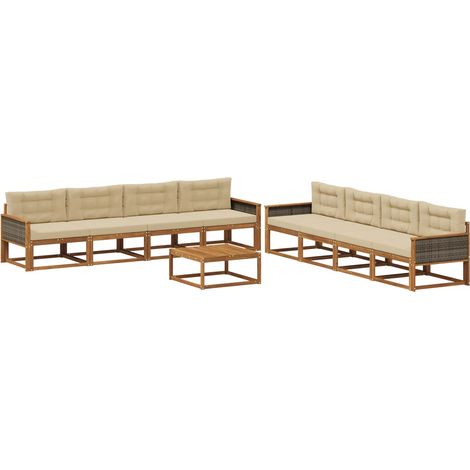 Outdoor Sofa Set with Cushion 9 pcs Natural and Beige vidaXL (1/5)