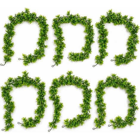 Pack of 6 x 160cm Artificial Green Floral Garland Hanging Foliage Decoration (1/5)