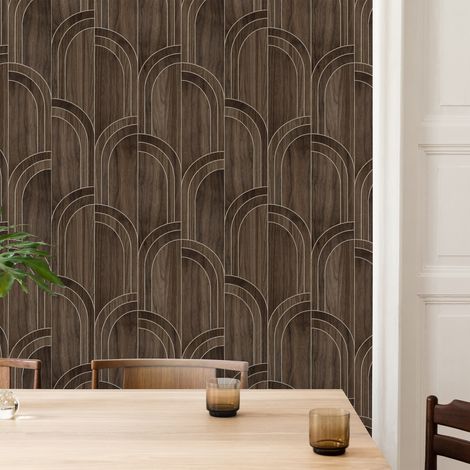 Papier peint intissé Arcs en bois 1005 x 52cm Marron