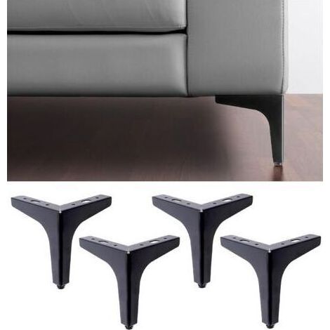 Pieds de Meuble et Canapé modèle Meta Noir - Lot de 4 Pieds en Métal - Pieds au Élégante Design pour Fauteuils et Armoires - Couleur Noir - Hauteur 130 mm (1/5)
