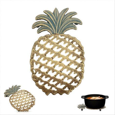 Dessous de plat en fonte en forme d'ananas (25 cm) - Dessous de plat décoratif en fonte en forme d'ananas, décoration intérieure (1/5)