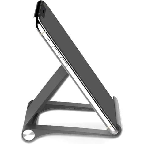 Support Pliable de Bureau Triangle en Plastique Noir Antidérapant Design à Grain Cd, Format Détachable, Usage pour Téléphone Portable et Tablette (1/5)