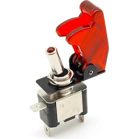 Interrupteur à bascule LED rouge 12V 20A pour la course, avec couvercle anti-poussière, compatible avec les camions et les bateaux. (1/5)