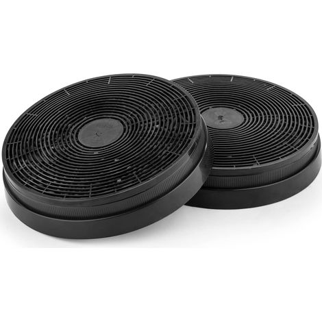 Filtre à charbon actif - Lot de 2 - Pour hotte aspirante - Diamètre 17,5 cm - Recyclage d'air