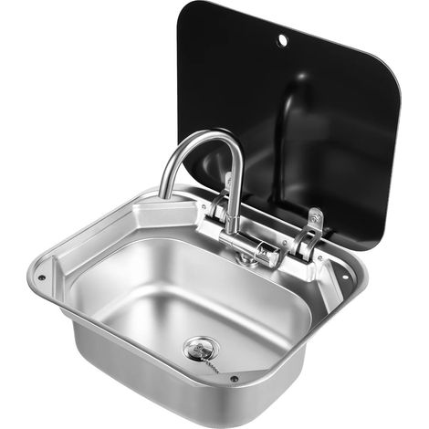 Unité de lavabo RV, bassin pliable, design multifonctionnel, Argent (1/2)