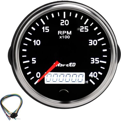Jauge Tachymétrique, Tachymètre 85 Mm/3,35 Pouces 0-4000 Tr/min IP67 étanche Rétro-éclairage Blanc Ambre pour Moteur à Essence 1-8 Cylindres (1/5)