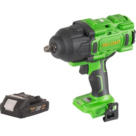 Atornillador de impacto a batería Procraft PWA80bb 20 V 1600 Nm 1/2" sin escobillas + 1 batería de 2,0 Ah - sin cargador
