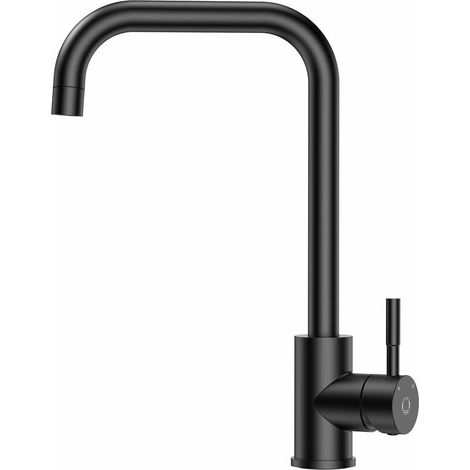 Robinet Cuisine Noir en Acier Inoxydable avec Bec Haut, Mitigeur Cuisine de Pivotant à 360° Froid & Chaud Disponible (1/5)