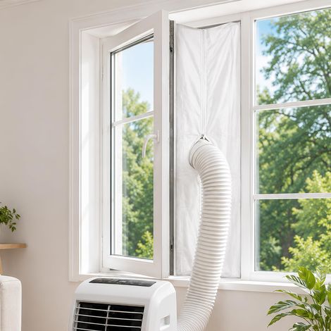 300CM Kit de Calfeutrage Climatiseur, Sans Perçage Joint de Fenêtre, Tissu De Calfeutrage pour Tuyau d’Évacuation pour Climatiseur Portable Mobile, Déshumidificateur (1/5)