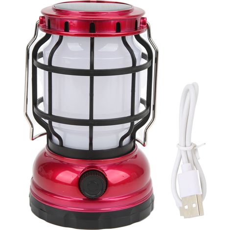 Lampe de Camping LED Rechargeable USB et Solaire, pour Randonnée Urgence Maison Rouge (1/5)