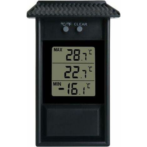 Gewächshausthermometer, wasserdichtes Digitalthermometer, 0,1°C, Temperaturbereich -20 bis 50°C, Wandmontage, batteriebetrieben Auflösung (schwarz)