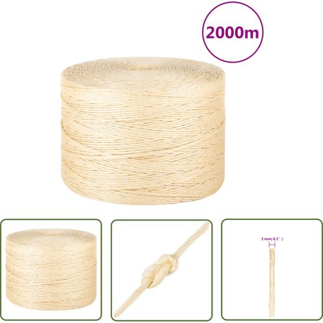 The Living Store Corde 100 % sisal 3 mm 2000 m - Corde Sisal - Corde Naturelle - Corde Épaisse - Corde Résistante - Corde Multi Usages (1/4)