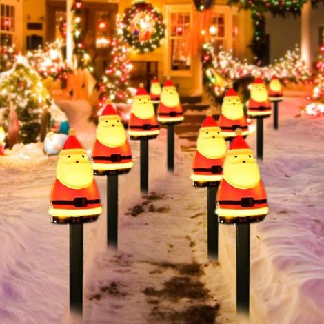 Guirlandes lumineuses solaires de Noël - Rechargeables à l'énergie solaire - Pour allées extérieures, etc. - Lot de 10 (1/5)