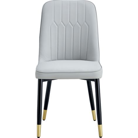 Set 2 sedie da pranzo moderne grigio chiaro in PU con gambe in metallo nero MODENUIT (1/5)
