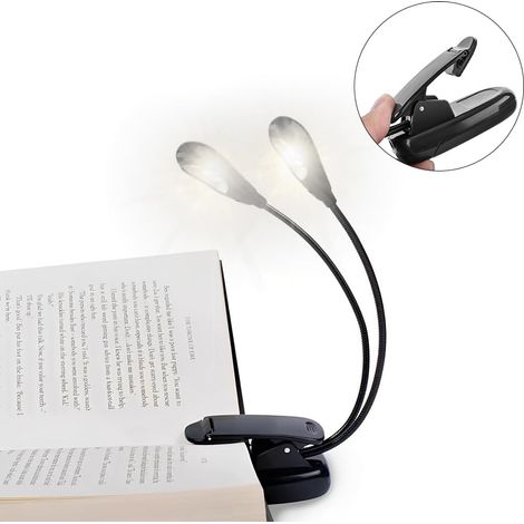 LED-Notenpultlampe, Notenleselampe, Mini-Nachtleselampe mit 8 LEDs, USB-aufladbar, 360°-Drehung, einstellbare Helligkeit. (1/5)