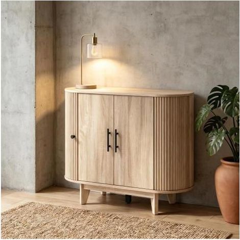 Buffet90x40x76, 2 Portes, Étagère Réglable, Style Scandinave - Buffet salon - Meuble d'Entrée, MDF, Rangement Cuisine, Finition Bois (1/5)
