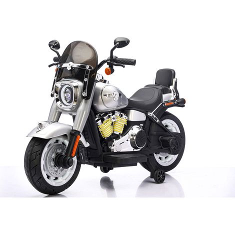 Moto Elettrica per Bambini Cruiser Acceleratore a Manubrio 12V 7Ah Argento Metallizzato (1/5)