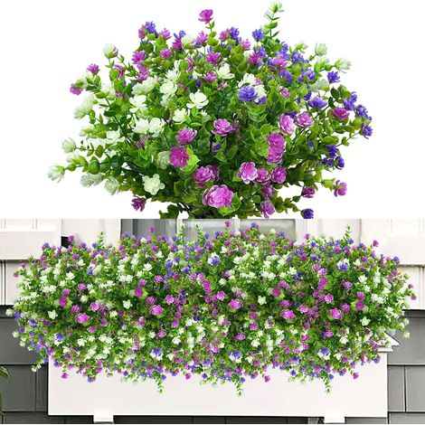 6 x Outdoor Artificial Flowers UV Resistant Plastic Fake Flowers Outdoor Greenery Shrubs Plants Decoration Garden Balcony Window Planter Kitchen (1/5)