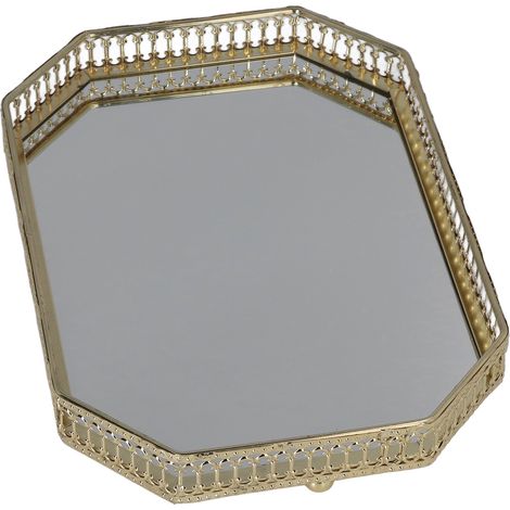 Plateau de rangement pour maquillage de style américain, grand format, à motifs géométriques et miroirs, en fer forgé, pour salle de bain et maison.