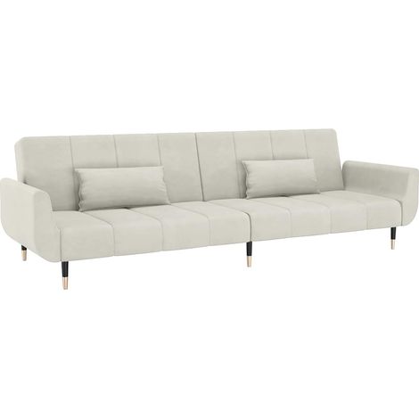 Maison Exclusive - Schlafsofa 2-Sitzer mit 2 Kissen Creme Samt