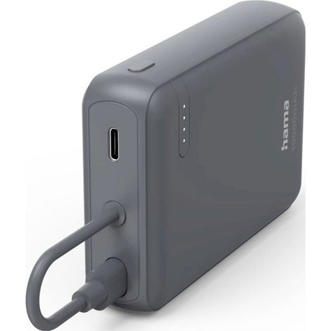 Hama Power Pack "Travel" mit Kabel, 10000mAh, 2 Ausgänge: 2x USB-C, Anthrazit Powerbank Anthrazi (1/5)