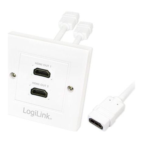 Bloc 2 prises murales encastrables - HDMI - blanc