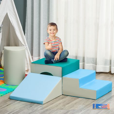 Parcours de motricité bébé 4 pièces, module en mousse EPE multicolore pour enfants d'âge préscolaire, tapis d'éveil et jeu d'équilibre, structure souple et légère. (1/5)