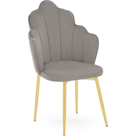 Interiors by Premier Grey Velvet Dining Chair, Durable & Adjustable Velvet Office Chair, Backrest Grey Accent Chair with Gold Legs (1/5)