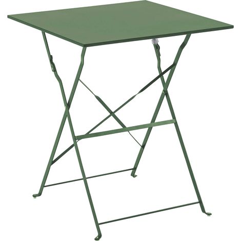 Oviala – Table de jardin pliante carrée en acier vert cactus – Pour 2 à 4 personnes – Pliant et résistant à l'humidité – Dimensions 60x60x71cm