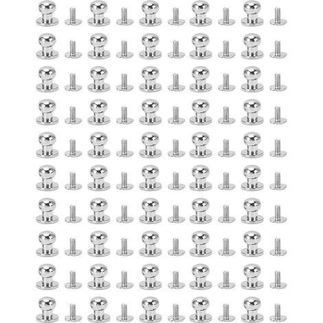 Lot de 50 vis à tête ronde 10x8mm argent, fixation légère en cuivre pour bricolage décoration, accessoire de sacs et chaussures (1/5)