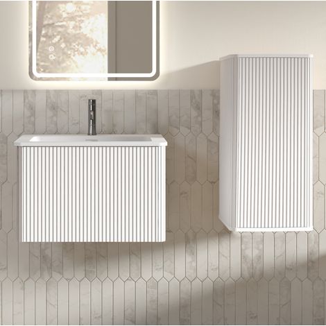 Mobile bagno con lavabo, mobile sospeso 61 cm e colonna, bianco DESVIAE (1/5)