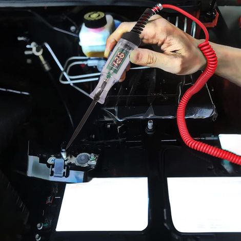 Outil de réparation automobile, testeur de circuit pour voitures et camions, 6-48 V CC, écran LCD numérique, convient aux voitures, SUV, camping-cars, camions, tondeuses à gazon et outils électriques. (1/5)