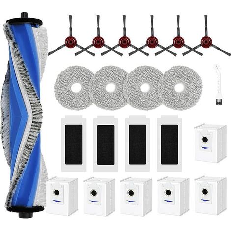 22-piece Replacement Accessory Set for Ecovacs Deebot T30 Omni / T30 Pro Omni, Includes 1 Main Brush, 6 Dust Bags, 4 Mop Pads, 4 HEPA Filters, and 6 Side Brushes (1/5)