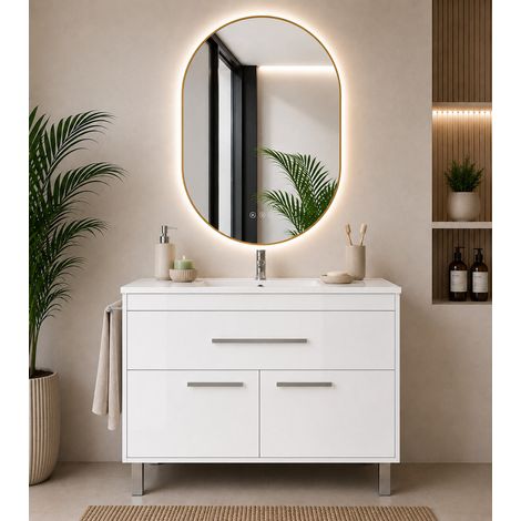 Meuble de salle de bain avec vasque ORIGENBATH BAHIA sans miroir 100x45 cm blanc