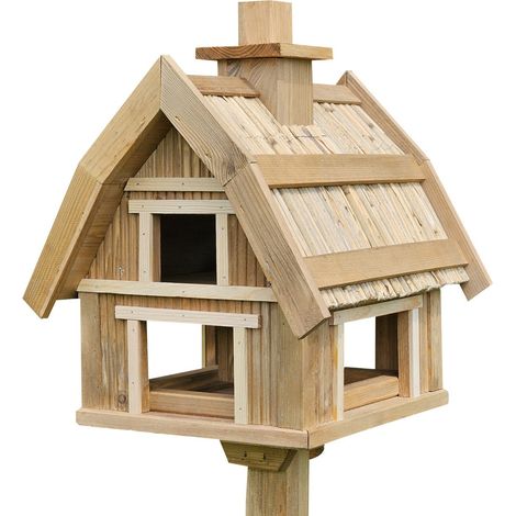 Vogelhaus Pondruff mit Strohdach und Ständer braun 31 x 40 x x37 cm Vogelhaus (1/3)