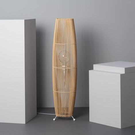 Ledkia – Lampadaire en bambou naturel – Douille E27 – Tension 230V – Puissance 40W – Design moderne pour salon (1/6)