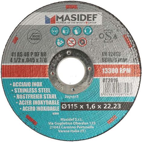Disco taglio D.115x1,6mm acciaio inox