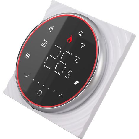 Thermostat intelligent sans fil Wi-Fi programmable pour le chauffage de l'eau, commande vocale via application, AC95-240V, base carrée, noir (1/5)