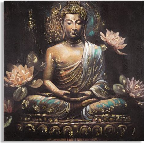 Toile Imprimée Déco "Bouddha Prière" 100x100cm Multicolore (1/5)