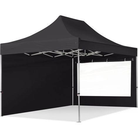 3x4,5 m Faltpavillon PROFESSIONAL Alu 40mm, Seitenteile mit Panoramafenstern, schwarz