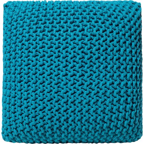 Puf otomana azul marino tejido de algodón relleno de EPS reposapiés pequeño cuadrado 50 x 50 x 31 cm Conrad