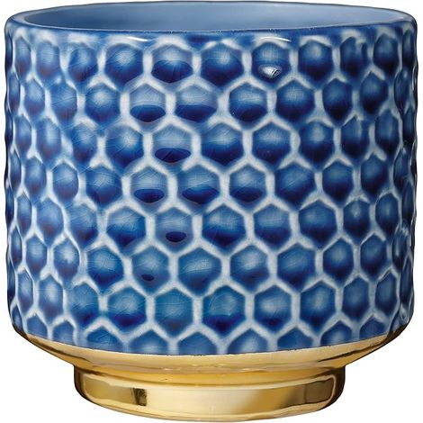 Home Decorative Flower Pot Colour for Indoor Retro Creative Style S 10 cm Diameter, Blue, Ceramic (1/3)