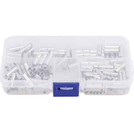 Kit de 200 bornes de tuyauterie non isolées, connecteurs bout à bout, cosses à sertir pour câbles.-Silver (1/2)