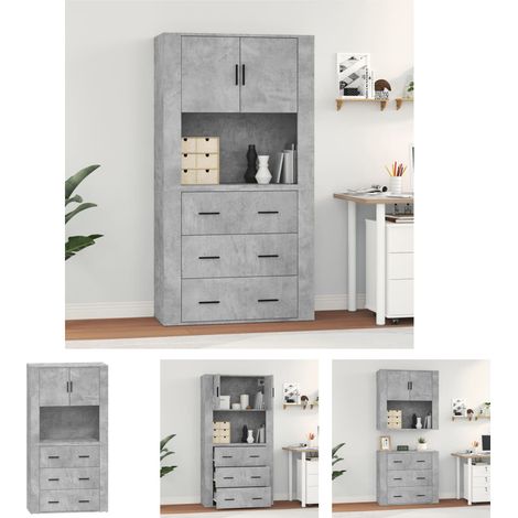 Wandmontage - vidaXL Highboard Betongrau Holzwerkstoff - Stauraum (1/5)
