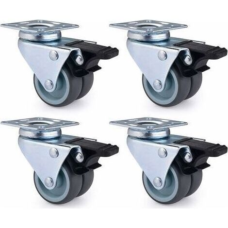 Lot de 4 Roulettes Pivotantes Ultra-résistantes avec Frein d’arrêt pour Meubles Capacité 600 kg (1/5)