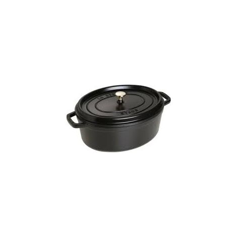 Cocotte en fonte émaillée ovale 33 cm – Volume 6,7 L – Tous feux dont induction – Couvercle avec rétention d'humidité – Fabrication artisanale – Staub (1/3)
