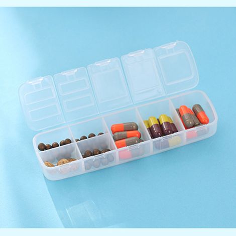 Kompaktes, tragbares Erste-Hilfe-Set mit 7 Fächern, ideal für Reisen und den täglichen Gebrauch (blau). (1/4)