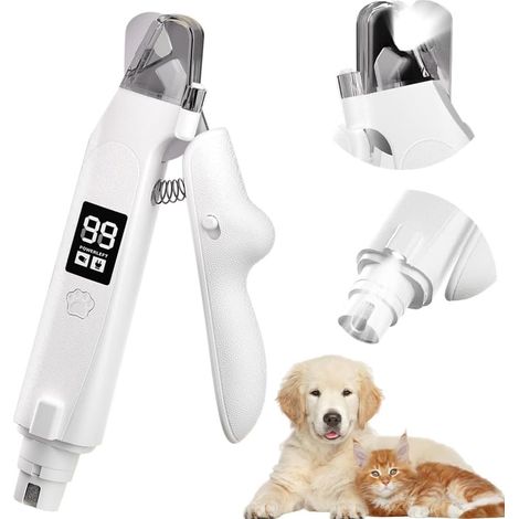 Lime à Ongles Électrique 2 en 1 pour Chien Chat, Tondeuse à Ongles pour Animaux Domestiques avec Lumières LED et Protection Anti-éclaboussures, Ultra Silencieux, Rechargeable par USB (1/5)