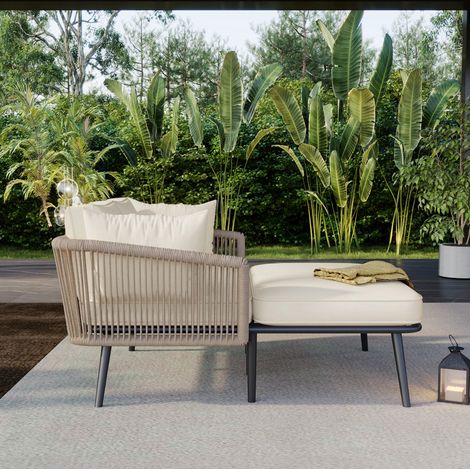 Sofa Sitzmöbel Outdoor mit Kissen Stahl Polyester HAVRYA (1/4)