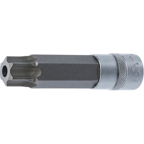 Punta de vaso  longitud 110 mm  entrada 12,5 mm (1/2")  perfil en T (para Torx) con perforación T100 (1/2)